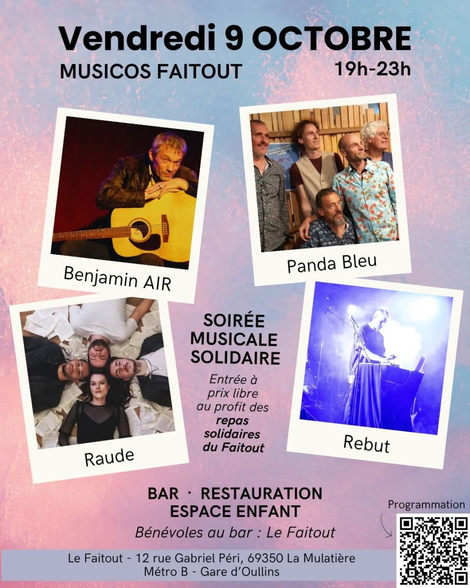 Musicos Faitout : Benjamin AIR | Panda bleu | RAUDE | Rebut