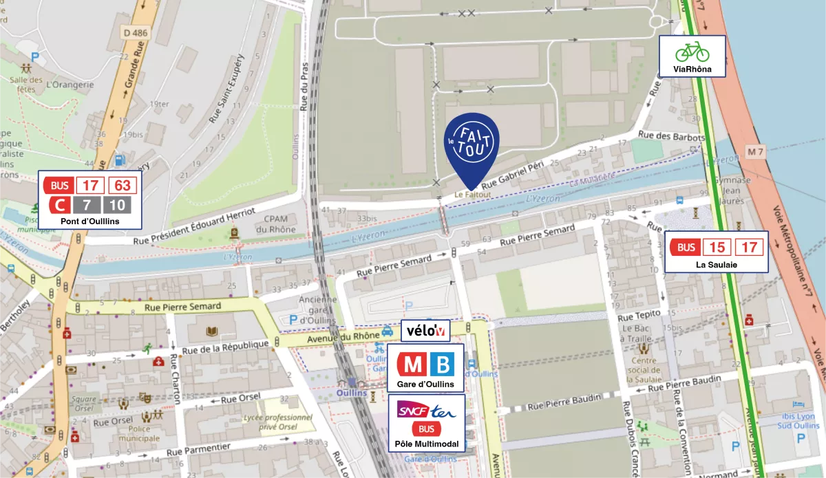 Carte des accès TCL autour du Faitout